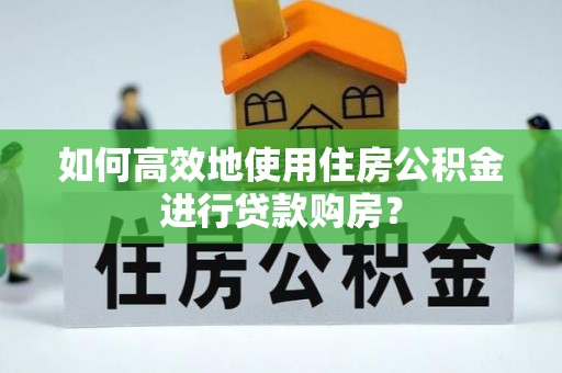 禄劝如何高效地使用住房公积金进行贷款购房？